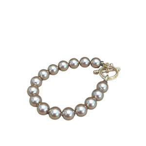 CHAN LUU Champagne Faux Pearl Stretch Beaded  Bracelet 8’